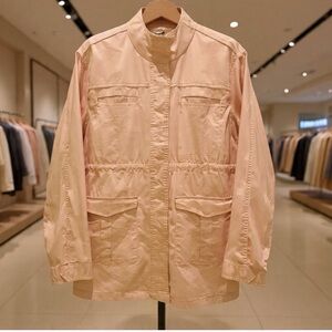 SERRA WOMEN UTILITY JACKET CORAL/PINK SNAPS FOUR POCKETS DRAW STRING WAIST